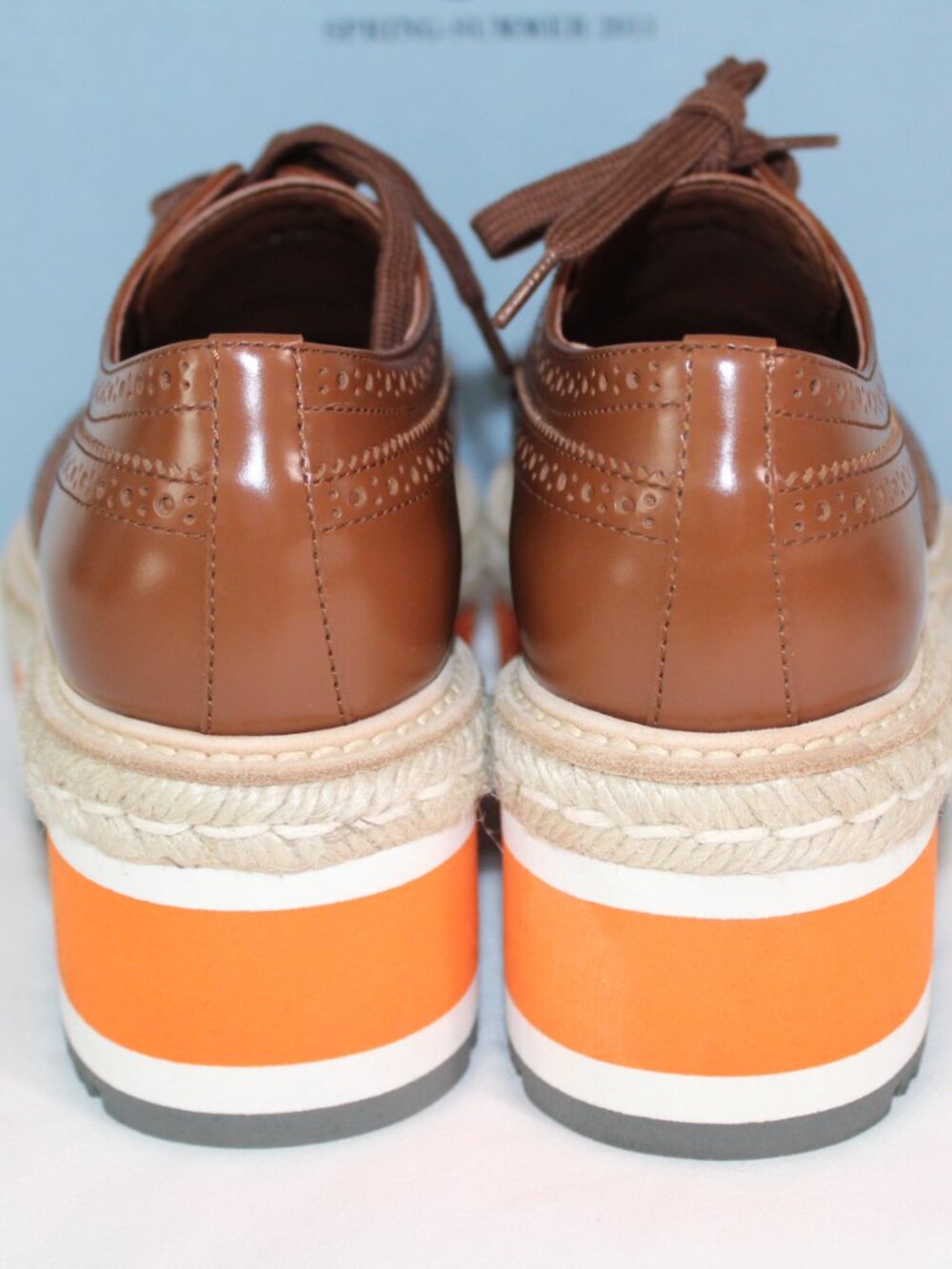 NWB PRADA Re-Edition 2011 Platform Spazzolato Leather Wingtip Oxford Loafer 37.5 - Picture 3 of 8